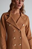 Styleboom X Peraluna KATHERINE BLAZER Çelik Örgü Klasik Kesim Düğmeli Blazer Kadın Triko Ceket Camel