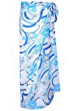 Peraluna AZUL PAREO Çiçekli Dalga Desen 140X140 CM Şifon Pareo & Eşarp - Mavi