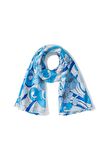 Peraluna AZUL PAREO Çiçekli Dalga Desen 140X140 CM Şifon Pareo & Eşarp - Mavi