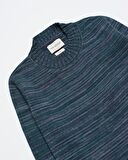 Far Afield DIETER KNIT Bisiklet Yaka Standart Kesim %100 Organik Pamuk Melanj Erkek Triko Kazak - Yeşil Multi
