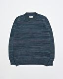 Far Afield DIETER KNIT Bisiklet Yaka Standart Kesim %100 Organik Pamuk Melanj Erkek Triko Kazak - Yeşil Multi