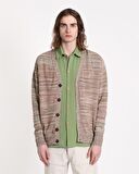 Far Afield BUCKLEY CARDIGAN - TWISTED YARN V Yaka Standart Kesim %100 Organik Pamuk Melanj Erkek Triko Hırka - Kahve Multi