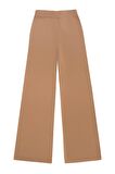 Peraluna DENISE TROUSER Rahat Kalıp Pamuk-Yün Karşım Kadın Triko Pantolon - Camel