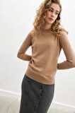 Styleboom X Peraluna CHELSEA PULLOVER Bisiklet Yaka Standart Kesim Kadın Triko Kazak - Camel