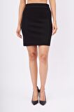Peraluna EVA SKIRT Standart Fit  Beli Lastikli Mini Kadın Triko Etek - Siyah