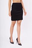 Peraluna EVA SKIRT Standart Fit  Beli Lastikli Mini Kadın Triko Etek - Siyah