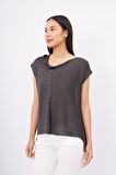 Peraluna MAGENTA BLOUSE Düşük Kol Bluz - Antrasit Melanj