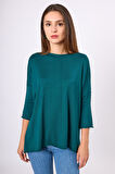 Peraluna Helion Bol Kesim Kadin Triko Kazak - Koyu Yeşil