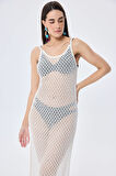 Peraluna Angel, Ajurlu, Kadın Uzun Triko Plaj Elbisesi - EKRU