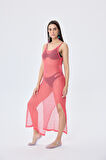 Peraluna Angel, Ajurlu, Kadın Uzun Triko Plaj Elbisesi - KORAL