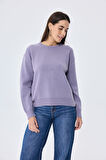 Peraluna Cleo Düz Örgü Kadın Mevsimlik Triko Kazak - Lila