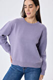 Peraluna Cleo Düz Örgü Kadın Mevsimlik Triko Kazak - Lila