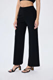Memphis Trouser Kadın Rahat Kesim Triko Pantolon - SİYAH