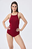 Styleboom X Peraluna GRETA BODY Halter Yaka Arkası Çapraz Alttan Çıtçıtlı Kadın Triko Body - Bordo