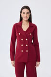 Styleboom X Peraluna KATHERINE BLAZER Çelik Örgü Klasik Kesim Düğmeli Blazer Kadın Triko Ceket - Bordo