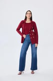 Styleboom X Peraluna KATHERINE BLAZER Çelik Örgü Klasik Kesim Düğmeli Blazer Kadın Triko Ceket - Bordo