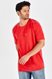 Peraluna Ön Orta Fermuarlı Düz Kesim Kırmızı Erkek T-Shirt