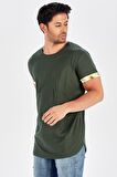 Peraluna Kol Ucu Desenli Uzun Haki Pamuklu T-Shirt