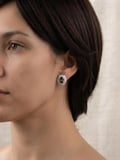 Kadın Oval Model Sultanit Taş Detay Gümüş Küpe