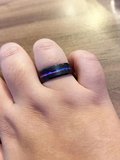 Erkek Renkli Çizgi Model Siyah Tungsten Yüzük