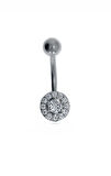 Kadın Taşlarla Çevrili Tek Taş Model Çelik Piercing