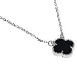 Kadın Siyah Renk Yonca Model Çelik Kolye