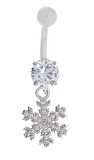 Kadın Kar Tanesi ve Tektaş Model Taşlı Çelik Piercing