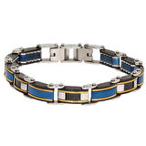 Erkek Lacivert ve Gold Renk Çift Taraflı Çelik Bileklik