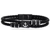 Erkek Çapa Detay Örgü Model Deri Bileklik