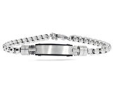 Erkek Silver Renk Plaka Detay Çelik Bileklik