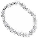 Kadın Çiçek Detay Oval Taş Çelik Bileklik