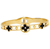 Kadın Siyah Yonca Model Çelik bilezik