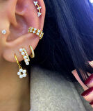 Kadın Gümüş İncili Vidalı Küpe 936