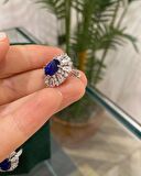 Kadın Gümüş Safir Taşlı Set Takımı