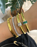 Kadın Gümüş Baget Taşlı Tasarım Bileklik