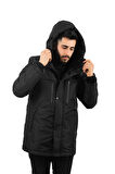 Erkek Polarlı Su Ve Rüzgar Geçirmez Kapüşonlu Kışlık Mont & Kaban & Parka