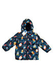 Kız Çocuk Polarlı Kapüşonlu Roket Desenli Kışlık Şişme Mont & Kaban & Parka