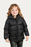 Kız Çocuk Polarlı Kapüşonlu Su Geçirmez Rüzgara Dayanıklı Şişme Kışlık Mont & Kaban