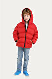Erkek Çocuk Polarlı Kapüşonlu Su Geçirmez Rüzgara Dayanıklı Cepli Şişme Kışlık Mont