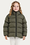 Kız Çocuk Polarlı Kapüşonlu Su Geçirmez Rüzgara Dayanıklı Cepli Şişme Kışlık Mont