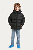 Kız Çocuk Polarlı Kapüşonlu Su Geçirmez Rüzgara Dayanıklı Cepli Şişme Kışlık Mont