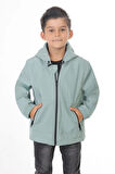 Spor Erkek Çocuk Astarlı Su ve Rüzgar Geçirmez Kapüşonlu Çift Fermuarlı Cepli Yağmurluk
