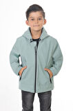 Spor Erkek Çocuk Astarlı Su ve Rüzgar Geçirmez Kapüşonlu Çift Fermuarlı Cepli Yağmurluk