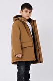 Spor Erkek Çocuk Kürklü Su Ve Rüzgar Geçirmez Kapüşonlu 3 Cep Kışlık Mont & Kaban & Parka