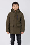 Spor Erkek Çocuk Kürklü Su Ve Rüzgar Geçirmez Kapüşonlu 3 Cep Kışlık Mont & Kaban & Parka