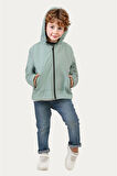 Erkek Çocuk Astarlı Su ve Rüzgar Geçirmez Kapüşonlu Çift Fermuarlı Cepli Yağmurluk