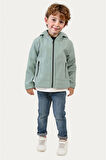 Erkek Çocuk Astarlı Su ve Rüzgar Geçirmez Kapüşonlu Çift Fermuarlı Cepli Yağmurluk