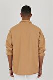 Bej Erkek Gabardin Oversize Gömlek