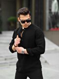 Yarım Pat Hakim Yaka Oversize Müslin Kumaş Gömlek - Siyah