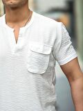 V Yaka Cep Detaylı Fit Gömlek - Beyaz